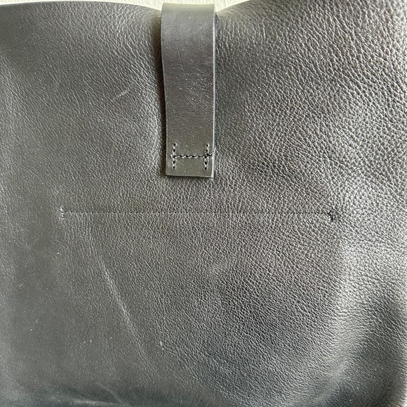 Jigsaw Shoulder Bag Womens Black Leather Adjustable Strap Minimalist Purse Tote - Picture 7 of 9